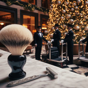 wet shave brush at luxury hotel by luther lather