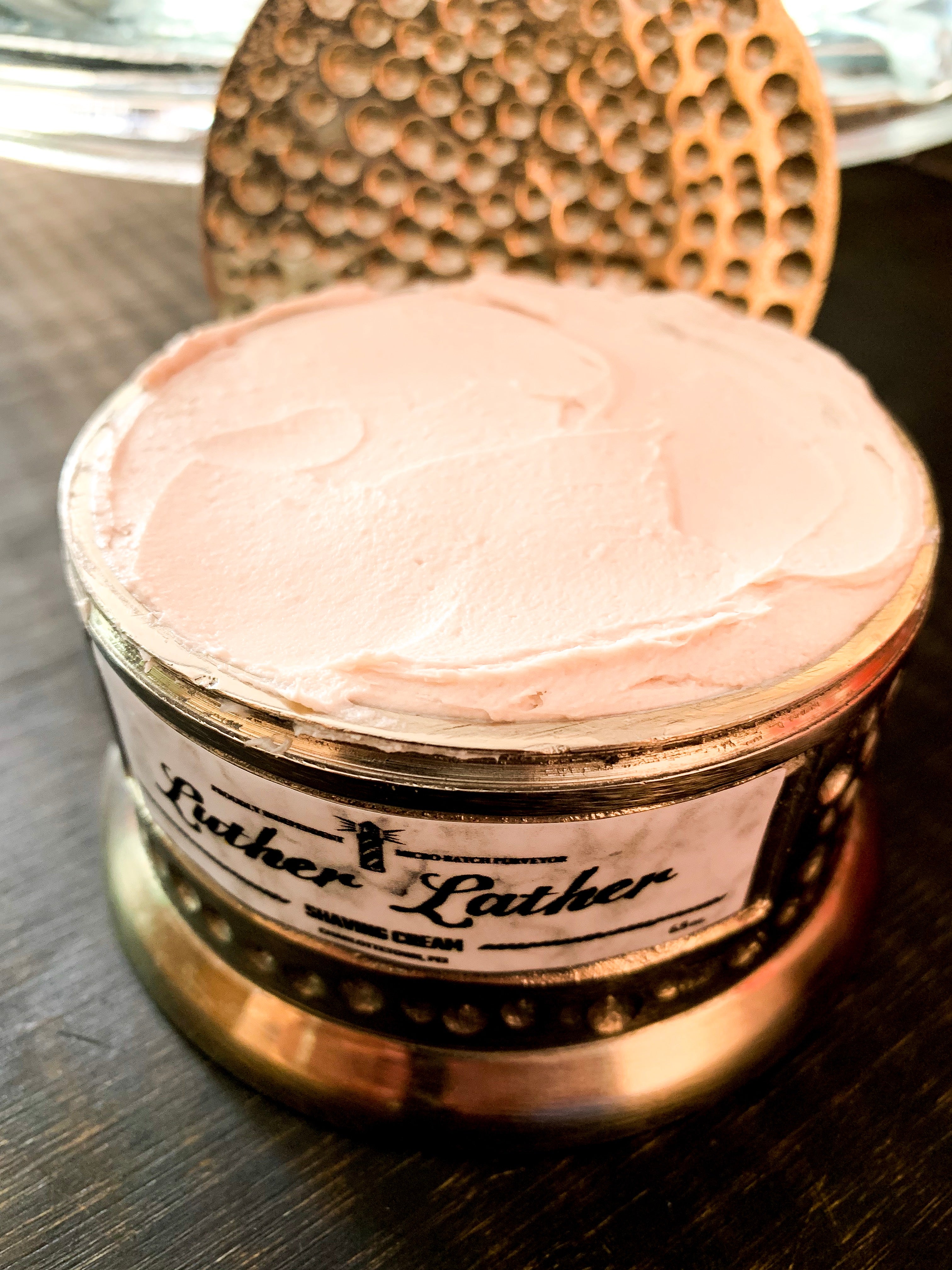 whipped shave cream butter in luxury shaving mug bowl