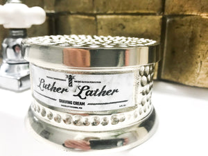whipped shave cream in hammer finish mug for luxury shaving